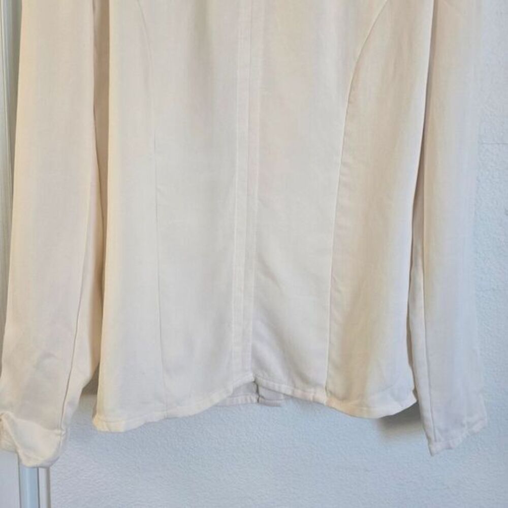 Studio 121 Cream Beige 100% Silk Longsleeve Blouse Top Sz 2 Quiet Luxury Vintage - Picture 10 of 12